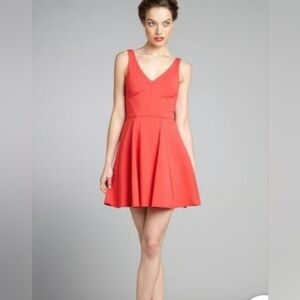 ABS by Allen Schwartz V-neck Flare Dress in Pink/Coral size small